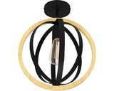 Plafoniera Basildon E27 Max. 1x40w, Negru/lemn