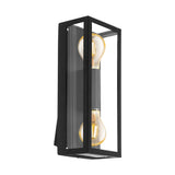 Aplica exterior, ALAMONTE 1, EGLO, E27, 2x60W, otel zincat, negru, sticla, 15 x 38 x 10 cm, IP44