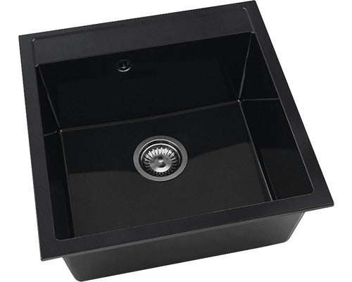 Chiuveta Bucatarie Cu O Cuva Fat Avangard 224 51x46 Cm, Fara Picurator, Marmura Compozita Granit Negru