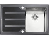 Chiuveta Bucatarie Cu O Cuva Teka Lux 1b 1d 78,78x51 Cm, Cu Picurator, Reversibila, Din Inox Si Sticla Neagra