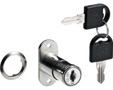 Incuietoare Mobilier Cu 2 Usi De Lemn Hettich Ø18 Mm, Cilindru Cu 2 Chei, Nichelata