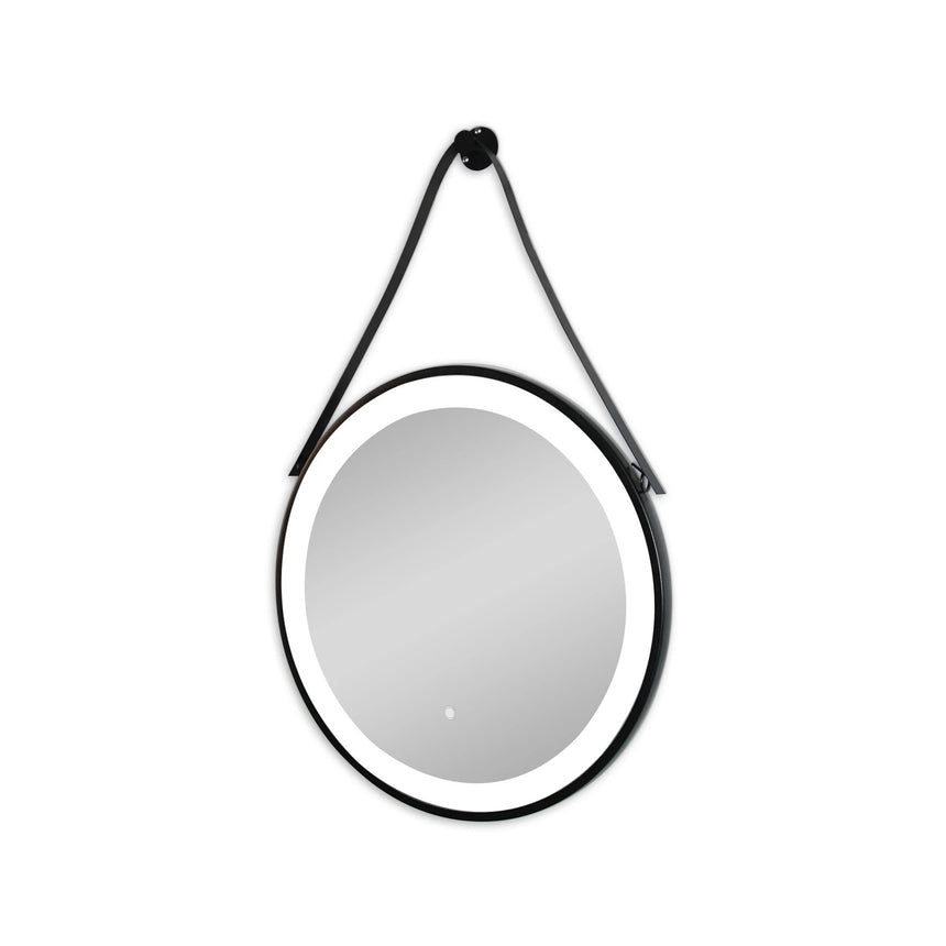 Oglinda baie rotunda cu sistem de agatare, 60cm ,negru mat