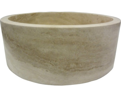 Lavoar Rotund din Travertin Mega 05, 40,6x15 cm, Crem