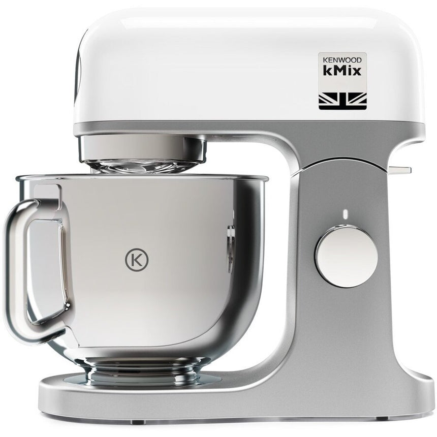 Robot de bucatarie Kenwood kMix KMX750AW, 0W20011424, 1000 W, vas inox 5 L, 6 trepte viteza, 3 accesorii patiserie, alb/argintiu