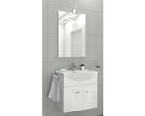 Set Mobilier Baie, Emma, Include Baza Lavoar, Lavoar Ceramic si Oglinda cu Iluminare, Alb