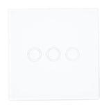 Intrerupator triplu cu touch PNI SH303 din sticla, cu LED indicator, Alb