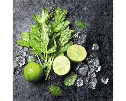 Tablou Sticla Lime & Ice Cube 20x20 Cm