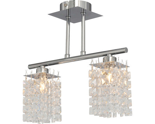 Lustra Kubo G9 2x40w, Becuri Halogen Incluse, Crom/cristale