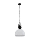 Pendul vintage COMBWICH 1, EGLO, E27, 1x60W, otel, negru, sticla opal, alb lucios, 110 x 38 cm, inaltime reglabila