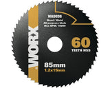 Disc Debitare Worx Versacut Ø85x1, 2x15 Mm, 60 Dinti, Pentru Fierastraie Circulare Mini