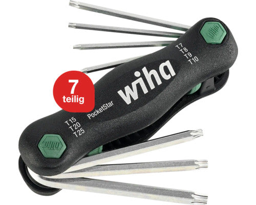 Surubelnita Multifunctionala Wiha Pocketstar Torx T7-t25, 7 Capete, Crom-vanadiu