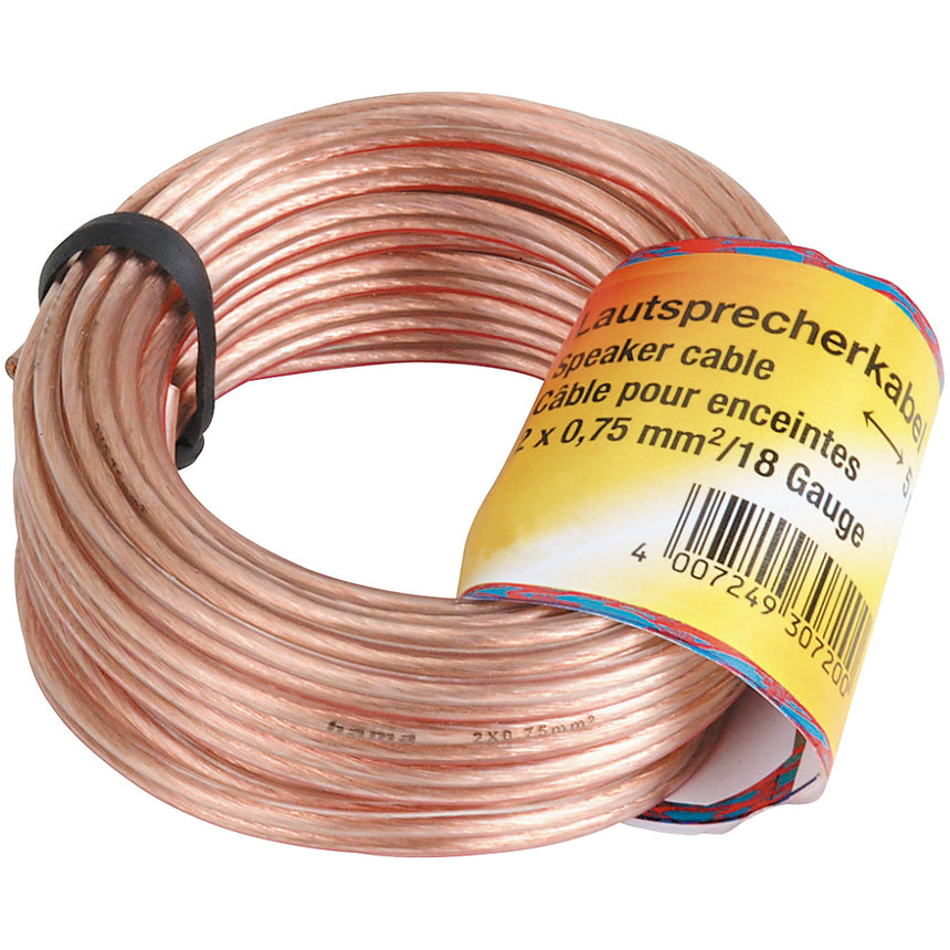 Cablu difuzor Hama de 2 x 0.75 mmp, 20 m, transparent