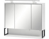 Dulap Baie cu Oglinda 700D Limone, 3 usi, 1 Polita, Iluminare LED, PAL, 70x68 cm Alb