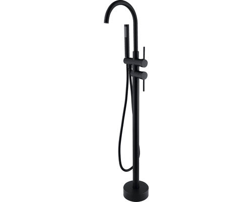 Baterie cada freestanding CLASSICA negru, baterie cu montaj pe pardoseala