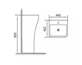 Lavoar Freestanding Rectangular, 44,5x42,5 cm, Alb Lucios, P325
