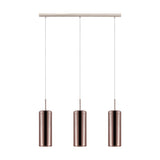Pendul SELVINO, EGLO, E27, 3x15W, otel, nichel mat, sticla, aramiu, 110 x 71 x 10 cm, inaltime reglabila