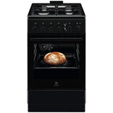 Aragaz Electrolux LKG504022K, Gaz, 4 arzatoare, Aprindere integrata plita si cuptor, Siguranta plita si cuptor, Autocuratare catalitica, Grill electric, 50 cm, Negru