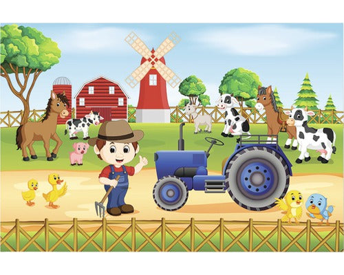 Tablou Canvas Fermierul Cu Tractor 60x90 Cm