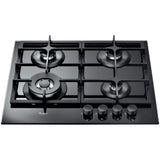 Plita incorporabila Whirlool GOA 6425/NB1, Gaz, 4 arzatoare, Siguranta arzatoare, Wok, Gratare fonta, 60 cm, Negru