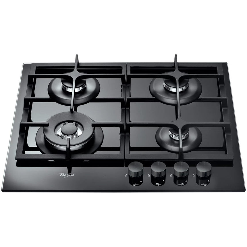 Plita incorporabila Whirlool GOA 6425/NB1, Gaz, 4 arzatoare, Siguranta arzatoare, Wok, Gratare fonta, 60 cm, Negru
