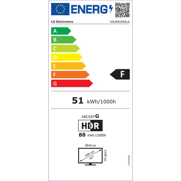 Televizor LG LED 43UR91003LA, 108 cm, Smart, 4K Ultra HD, Clasa F (Model 2023)