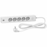 Prelungitor Schneider Unica ST945U3W, cu intrerupator, 2xUSB 5V 2.4A,5 prize, protectie copii, 3m, Alb