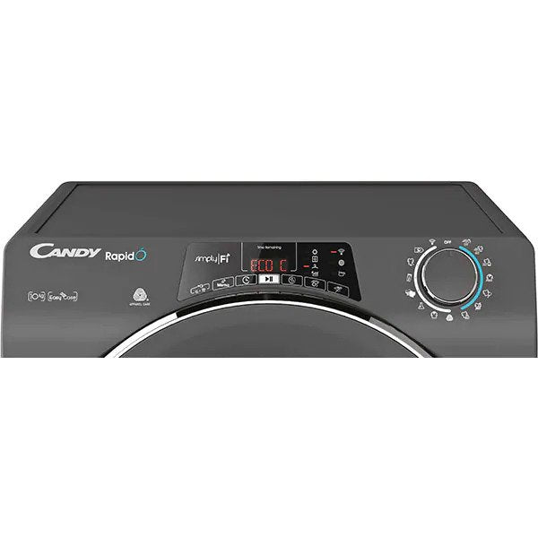 Uscator de rufe Candy RO C10TCER-S, 10 kg, Condensare, Clasa B, WiFi, Easy Case, Dry Senzor, Super Easy Iron, Antisifonare, Antracit