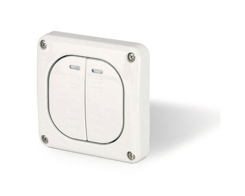 Intrerupator Dublu Scame, Protectie La Umiditate Ip66, Alb