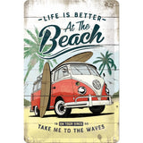 Placa decor metalica 20x30 cm "Volkswagen Life is Better at the Beach"