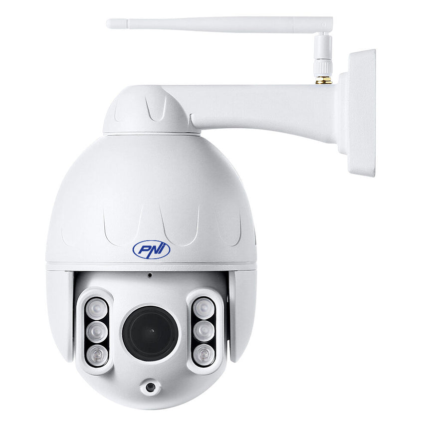 Camera supraveghere video PNI IP652W, WiFi, PTZ 1080p, 2MP, 5X Zoom optic, H265, slot microSD, Night Vision 50m, IP66, Alarma detectie miscare, Comunicare audio bidirectionala