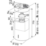 Hota insula FRANKE FTU plus 3707 I XS 1 motor, 470 m3/h, diametru 37 cm, Inox