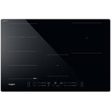 Plita incorporabila Whirlpool WF S7977 CPNE, Inductie, 4 zone de gatit, Tehnologia Al 6-lea SIMT, CleanProtect, FlexiSide, Child Lock, Booster, 77 cm, Negru