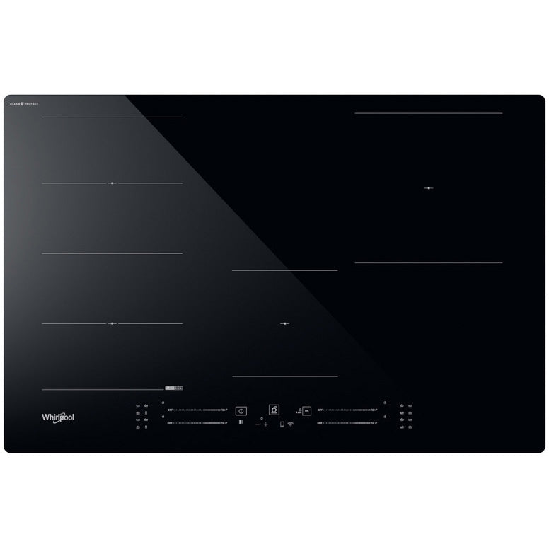 Plita incorporabila Whirlpool WF S7977 CPNE, Inductie, 4 zone de gatit, Tehnologia Al 6-lea SIMT, CleanProtect, FlexiSide, Child Lock, Booster, 77 cm, Negru