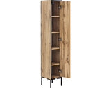 Dulap baie midi asezat Max HB250, 1 usa, PAL, 155x25 cm, stejar deschis/canturi negre