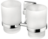 Pahar baie cu suport dublu Bisk Ice, suspendat, sticla mata/crom, 15,5 cm