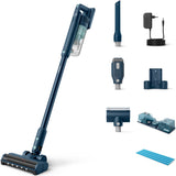 Aspirator vertical Philips XC5141/01 Aqua Seria 5000, 25.2V, durata de functionare pana la 60 min, sistem de filtrare in 3 etape, lumini LED, afisaj digital, baterie detasabila, Albastru