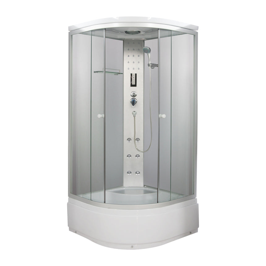 Cabina de dus completa, 90x90x215 cm, Alba, cu hidromasaj si iluminare