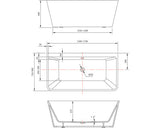 Cada Baie Dreptunghiulara Freestanding Linea Wall, Acril, 170x80 cm, 350 l, Negru