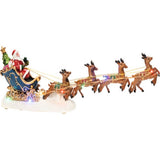 Figurina Mos Craciun cu Reni, 10 LED-uri, Multicolor