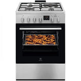 Aragaz Electrolux LKM660222X, Mixt, 3 arzatoare gaz + 1 arzator electric, Cuptor electric, SteamBake, AirFry, Timer, Grill electric, Clasa A, 60 cm, Inox antiamprenta