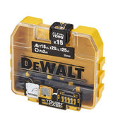 Set 15xbiti de impact, DeWalt, TX15/TX20/TX25/PZ2, Adaptor, 1/4"