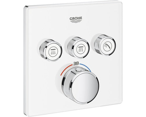 Baterie cada incastrata cu termostat GROHE Grohtherm SmartControl cu 3 iesiri 29157LS0 alba