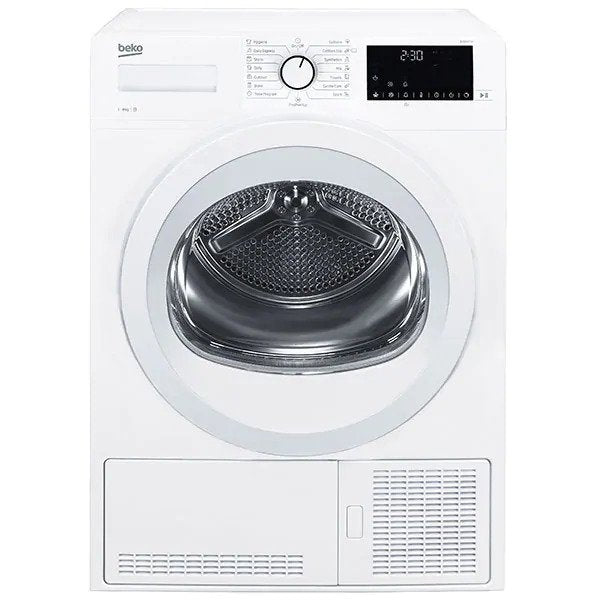 Uscator de rufe Beko DS8139TX, Condensare, 8 kg, 15 programe, Auto Anti-Sifonare, Optisense, Aquawave, Freshen up, Clasa B, Alb