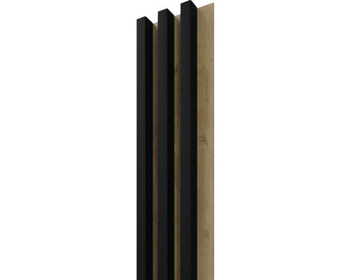 Panou Riflaj Decorativ Linea Slim 3 Stejar Negru 3x15x265 Cm