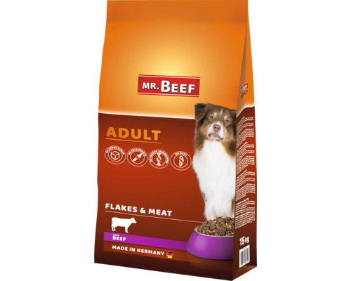 Hrana Uscata Pentru Caini Mr. Beef Adult Fulgi Si Carne 15 Kg