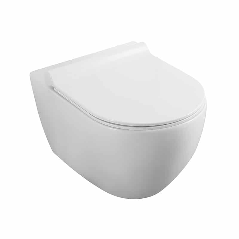 Set vas WC suspendat JUNGBORN Mandara rimless cu tehnica Turbo Flush si capac WC, alb