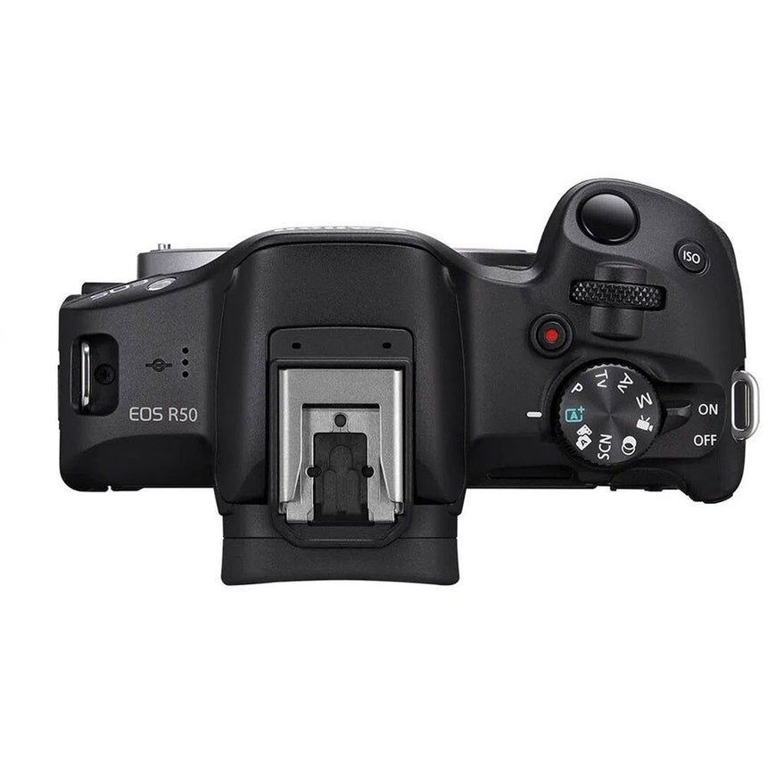 Aparat foto Mirrorless Canon EOS R50, 24.2MP, 4K + Obiectiv 18-45mm + Obiectiv 55-210mm, Negru