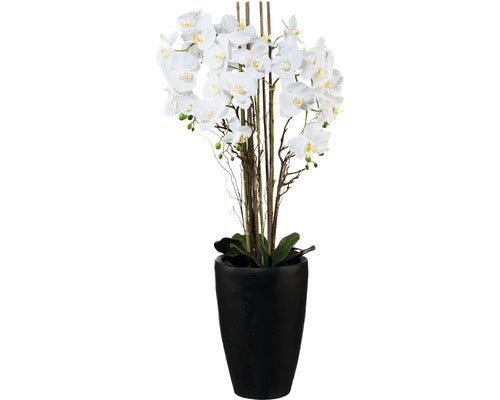 Aranjament Artificial Orhidee Phalaenopsis In Vaza H 120 Cm Alb