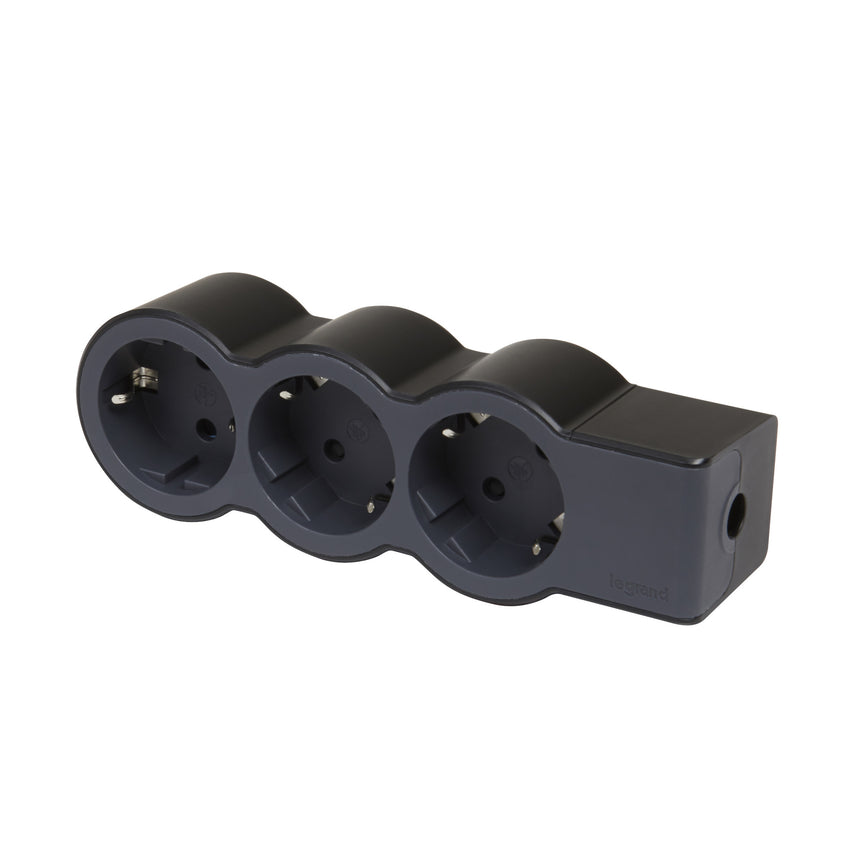 Multipriza Legrand Standard Revolution, 3 prize, 16A, 230V, fara cordon, Negru