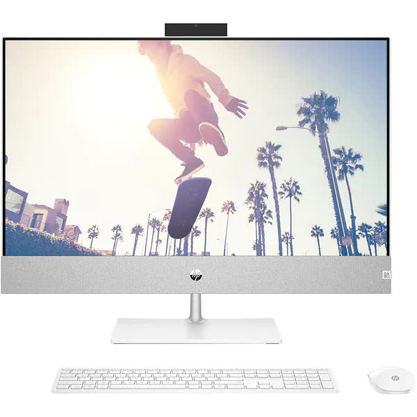 Sistem PC All in One HP Pavilion 27-ca1027nq, AMD Ryzen 7 5825U pana la 4.5GHz, 27" QHD, 16GB, 1TB, SSD 512GB, AMD Radeon Graphics, Free DOS, Alb